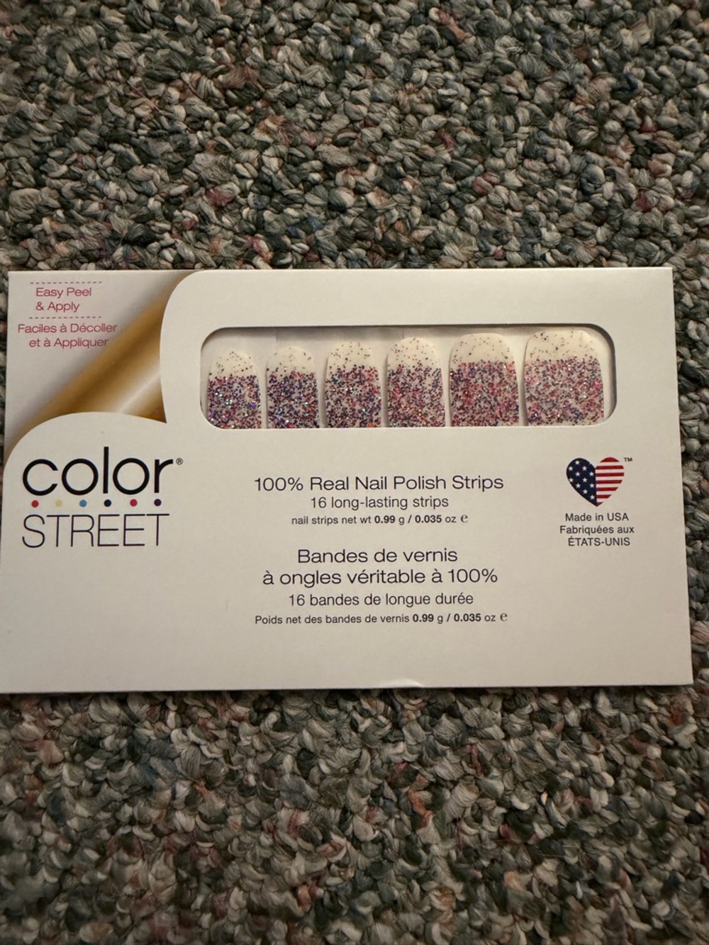 Color Street Glitter Red, White and Beautiful Nail Polish Strips